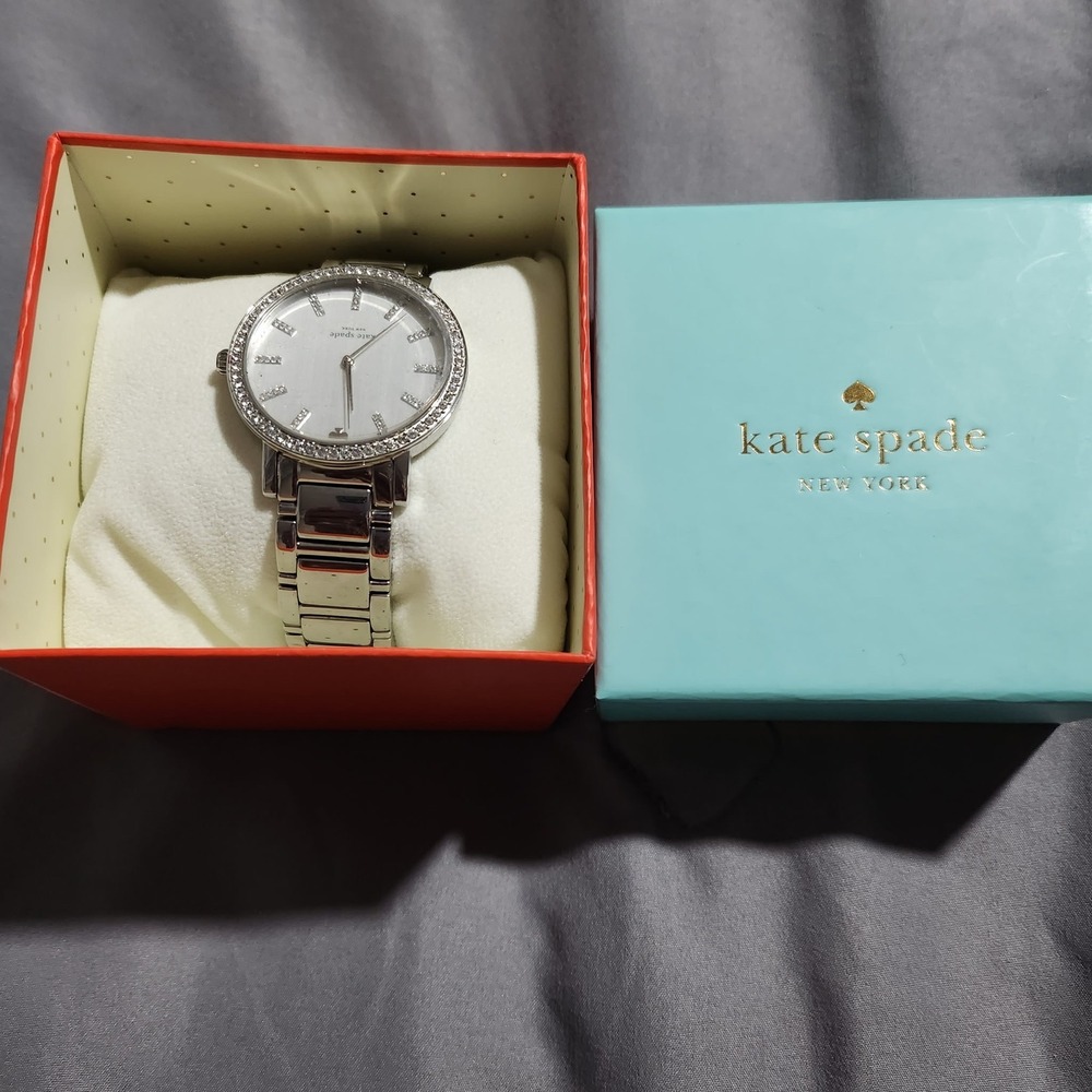 Kate Spade Morningside Silver Tone Crystal Bezel Stainless Steel Watch KSW1507